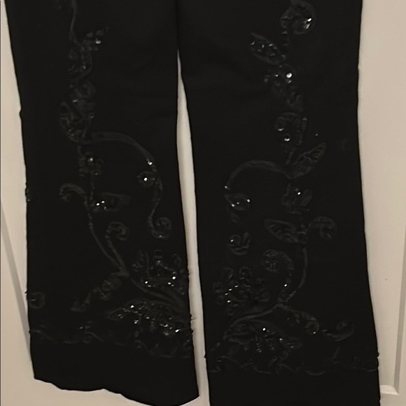 Elegant Black Sequin Embellished Stretchy Pants, size L - Picture 6 of 7